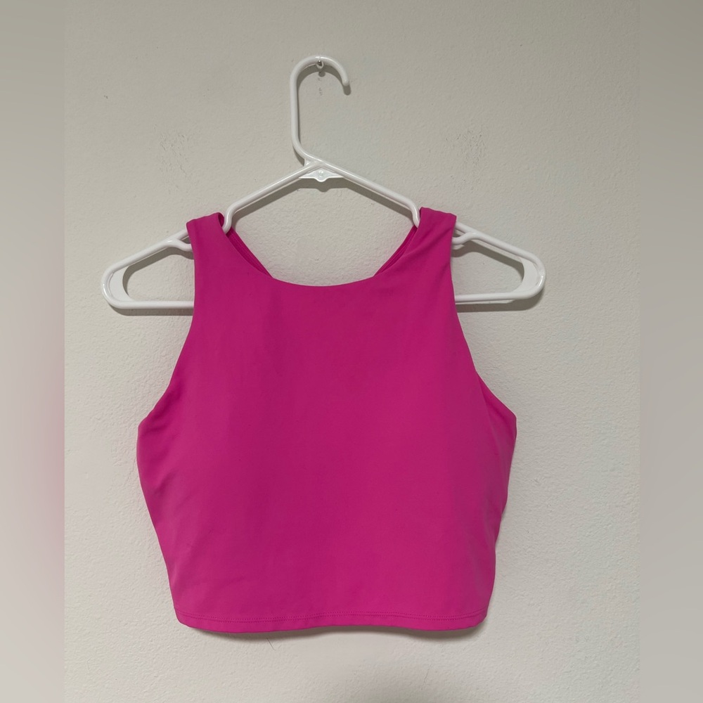 CRZ YOGA Vibrant Pink Crop Top w/ Shelf Bra